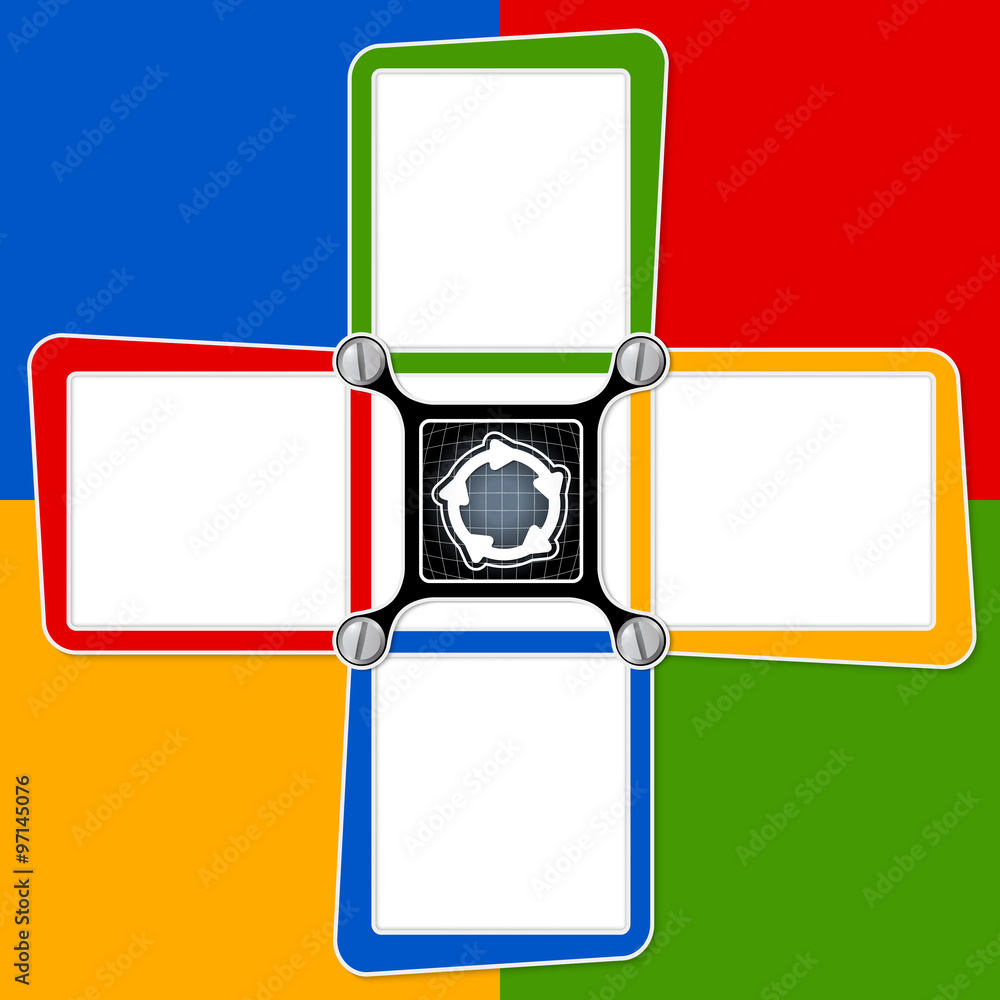 Poster four blank text frames for your text and arrows