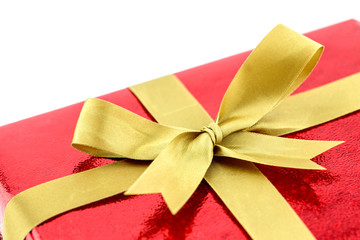 Red gift box, concept new year and christmas day