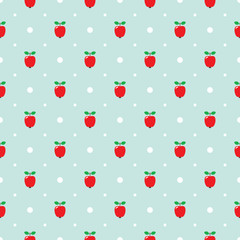 Vector seamless pattern with apples and white dots