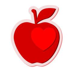 Fototapeta premium Icono plano corazon en manzana #1