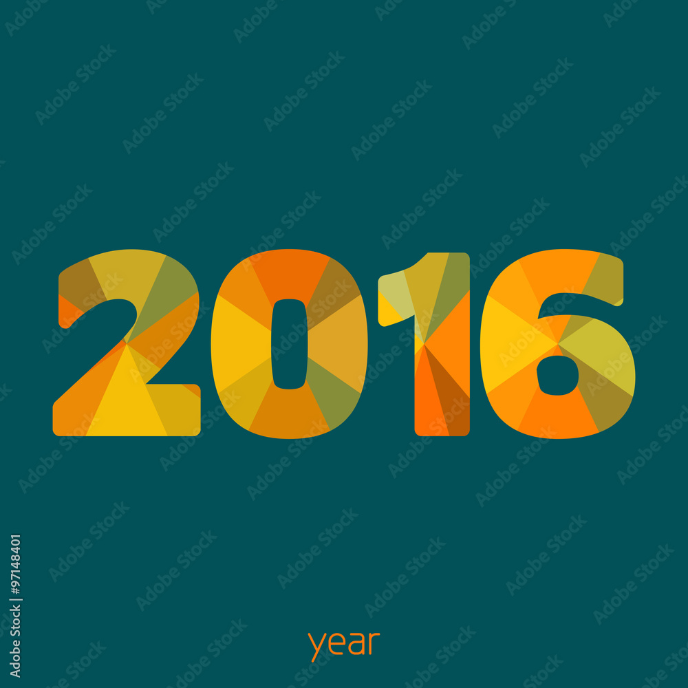 Poster simple template of new year card with 2016
