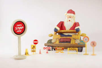 Santa stop here,Santa Claus on his classic vehicles and retro Ga