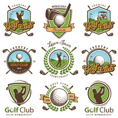 Set of vintage golf emblems - obrazy, fototapety, plakaty