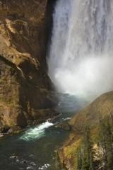 MIst at the bottom of Lower Falls, Yellowstone River, Wyoming.