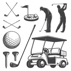 Set of vintage golf elements - 97150077
