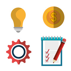 Business people with icons graphic design