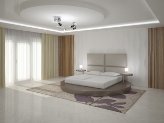 Interer modern bedroom with textured background.