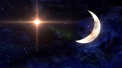 Plakat moon with star cross