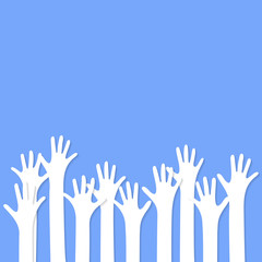 Hands raised up with shadow