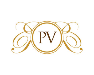 PV Luxury Ornament Initial Logo