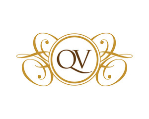 QV Luxury Ornament Initial Logo