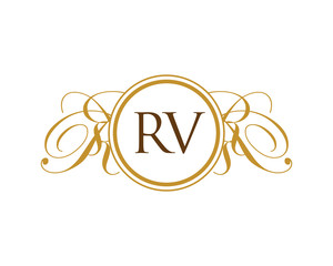 RV Luxury Ornament Initial Logo