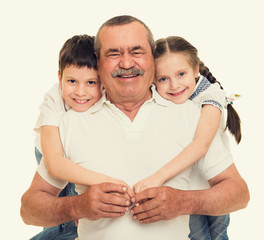 Grandfather and grandchildren portrait