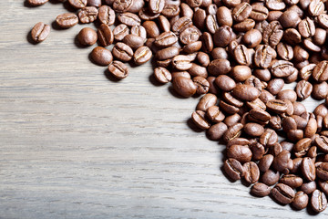Coffee on grunge wooden background.