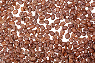 Coffee beans isolated on white background.