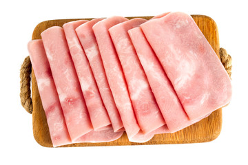 squared slice of lean pork ham - obrazy, fototapety, plakaty