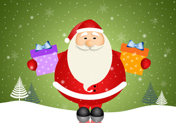 Illustration of Santa Claus with gifts for Christmas