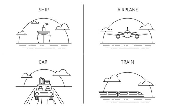 set backgrounds - line style. Travel and tourism.