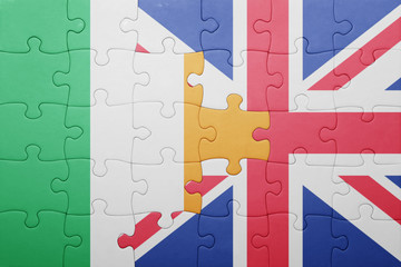 puzzle with the national flag of great britain and poland