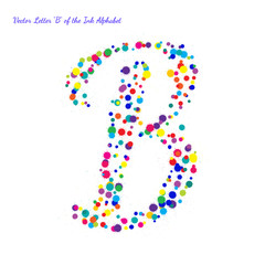 Vector Letter B from Bright Color Ink Blots with Splashes