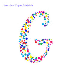 Vector Letter G from Bright Color Ink Blots with Splashes