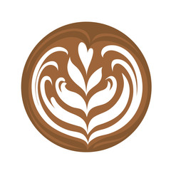 Aflutter Tulip and Heart Coffee Latte Art Logo Icon with white background