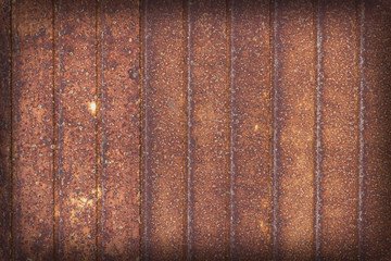 old rusted metall, striped rusty background - old garage door