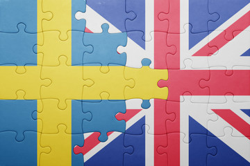 puzzle with the national flag of great britain and sweden