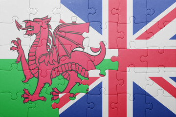 puzzle with the national flag of great britain and wales