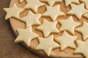 Star shaped butter cookies, Christmas pastry - 97156406