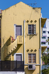 urban house with external stairs