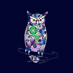 Owl. Vector in Ukrainian traditional painting - 97158099