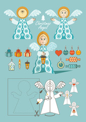 Christmas Angel toy with Christmas toys for cutting paper