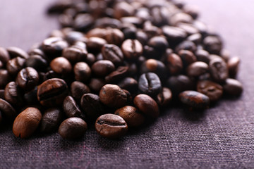 Roasted coffee grains, close-up