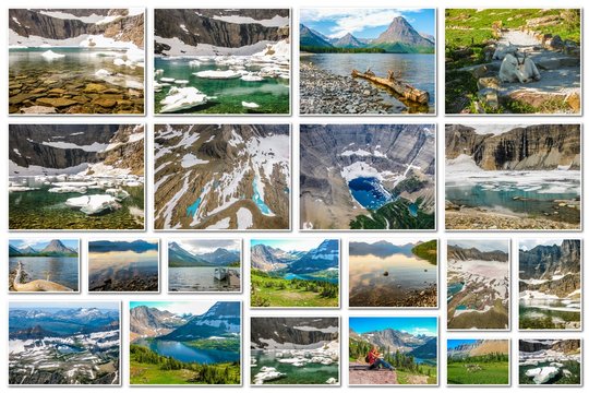 Glacier Montana landscapes collage