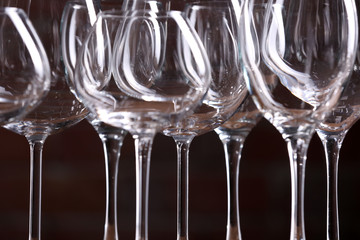 Empty wine glasses closeup