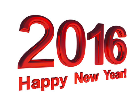 red text - Happy New Year 2016, isolated
