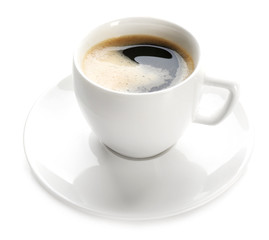 A cup of tasty coffee, isolated on white