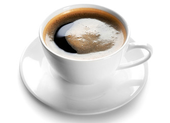 A cup of tasty coffee, isolated on white