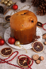 Panettone - sweet bread loaf traditional for Christmas