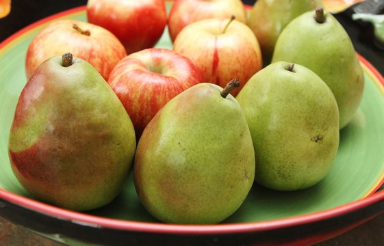 Bowl of fruit with apples and pears