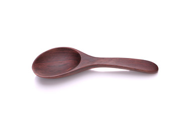 cute small and tiny Wood spoon, on white background,isolated object