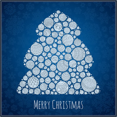 Christmas Card. Christmas tree from balls illustration.