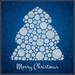 Christmas Card. Christmas tree from balls illustration.