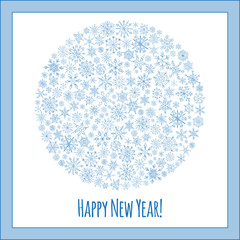 Christmas ball of snowflakes vector illustration greeting card.