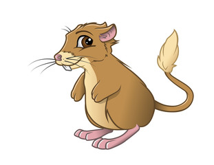 cartoon vector illustration of a kangaroo rat smiling