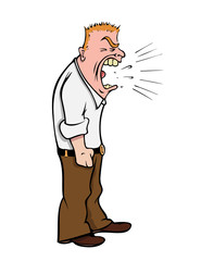 cartoon vector illustration of a office boss yelling 