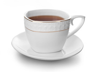 Ceramic cup of tea isolated on white background