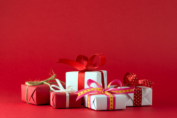 Red and white gift boxes