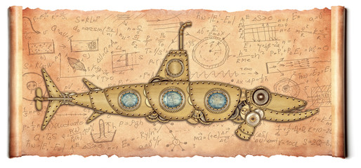 Steampunk style. Submarine